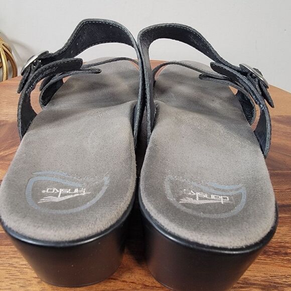 Dansko Sophie Black floral Tooled Leather Clog Sandals Size 41 Comfy Boho Retro - Picture 7 of 16